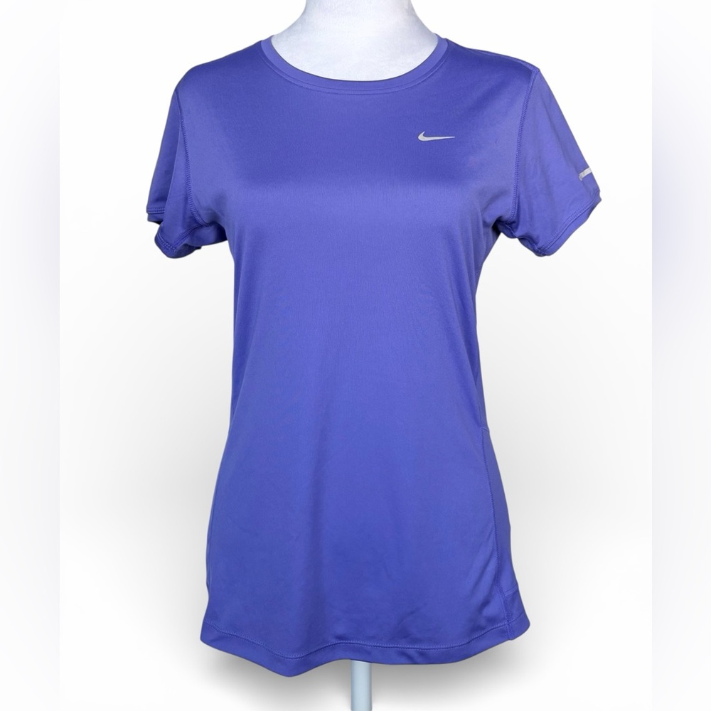 Nike Women's Short Sleeve Purple Running Tee Shirt Large Dry Fit Sz Large